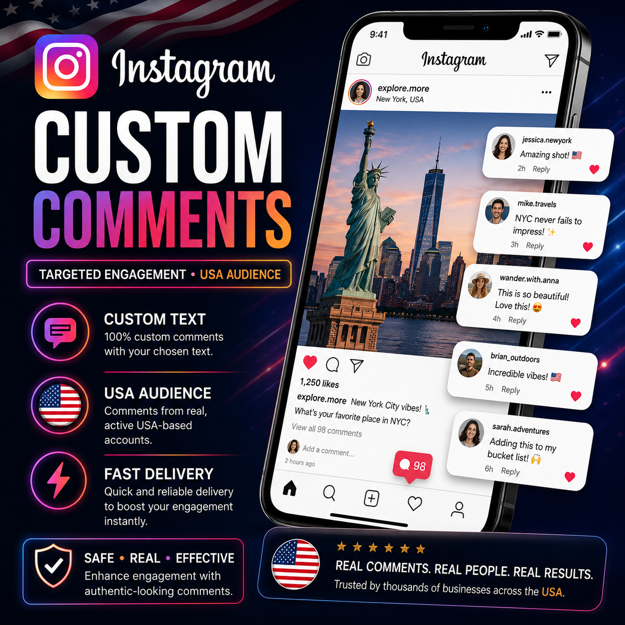 Instagram Custom Comments - USA (200 Comments)